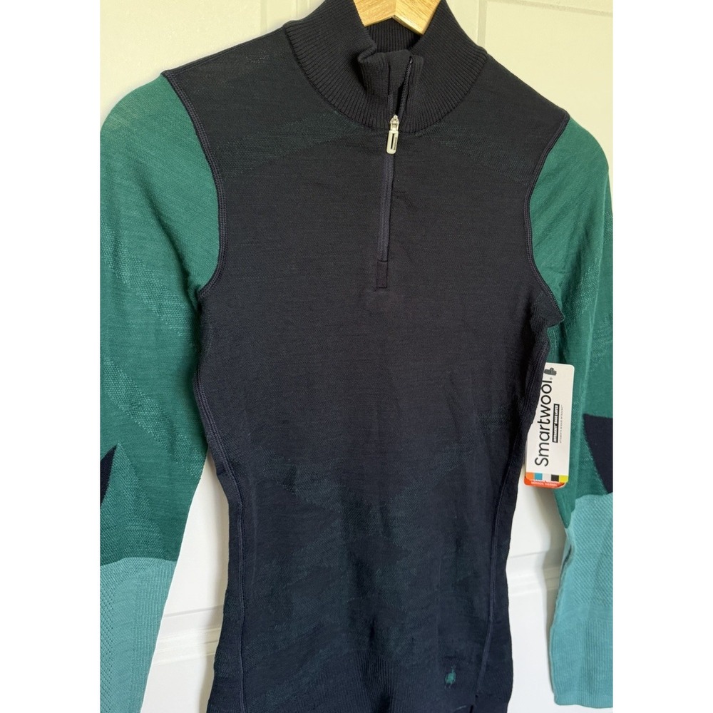 Smartwool Intraknit Thermal Merino Colorblock Quarter Zip Base Layer Top XS